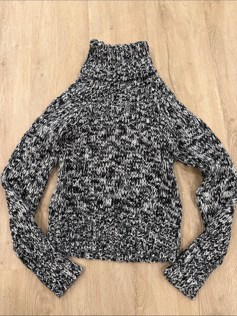 Chunky Black & White Turtleneck Sweater